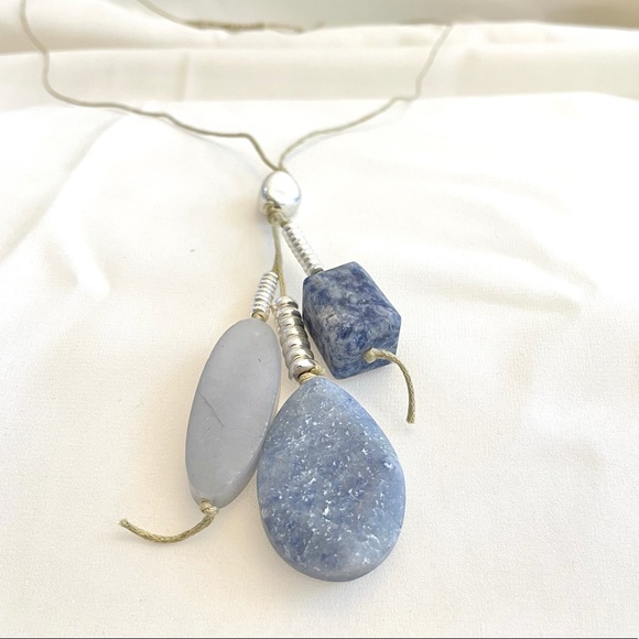 Rock Gem Necklace Bead Jewelry String Stone Blue - Picture 6 of 11